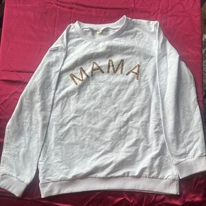 Mama sweater XL very undersized  white cheetah print NWOT Animal Print Y2K